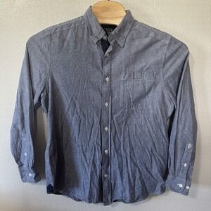 SCOTTeVEST Tec Shirt Mens Size Medium Blue Button Up Long‎ Sleeve Travel Pockets